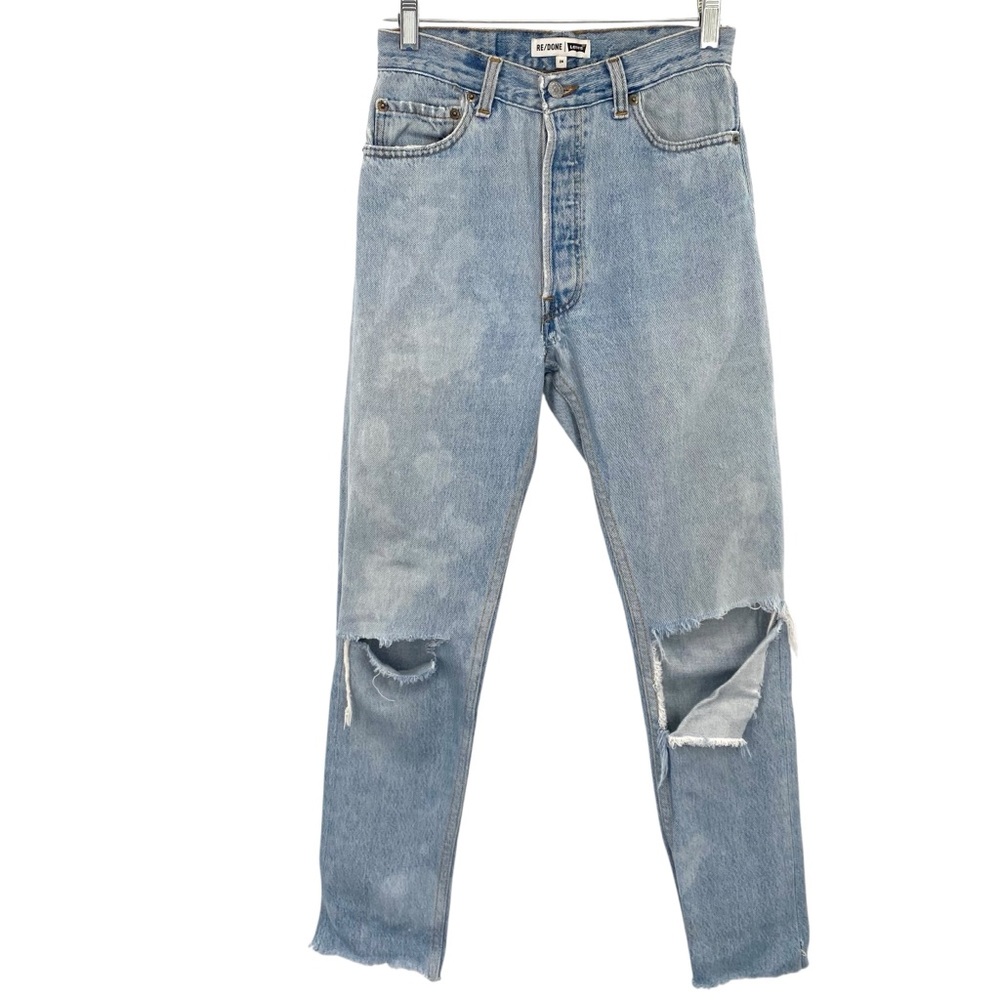 Re/Done X Levis Women’s High-Rise Straight Leg Jeans Distressed Destroyed